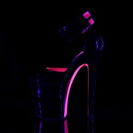 Pleaser Sandalia de Tacón XTREME-875TT Negro Rosa Claro Neón EU-37 / US-7