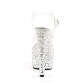 Pleaser Sandalia de Tacón ADORE-708MR-5 Blanco Transparente-Plata EU-35 / US-5