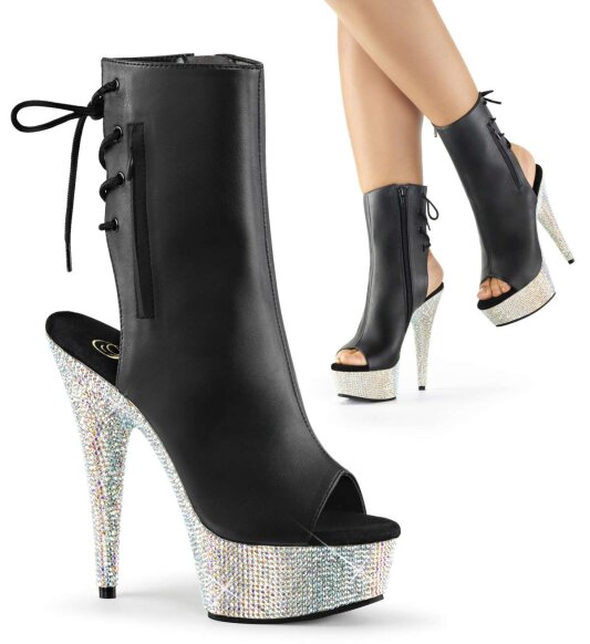 Pleaser Botín BEJEWELED-1018DM-6 Negro Plata Multi Purpurina EU-35 / US-5
