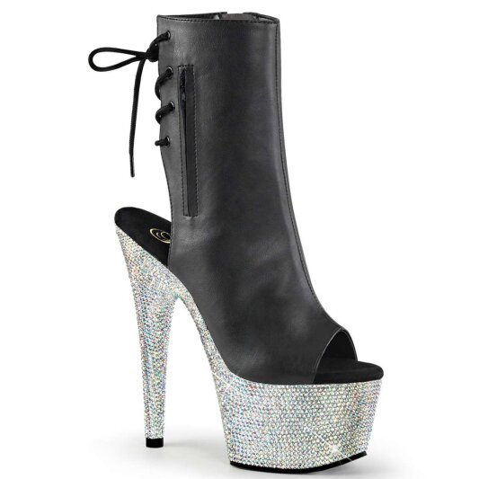 Pleaser Botín BEJEWELED-1018DM-7 Negro Cuero SintéticoPlata Multi Purpurina EU-41 / US-11