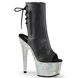 Pleaser Botín BEJEWELED-1018DM-7 Negro Cuero SintéticoPlata Multi Purpurina EU-41 / US-11