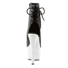 Pleaser Botín BEJEWELED-1018DM-7 Negro Cuero SintéticoPlata Multi Purpurina EU-41 / US-11