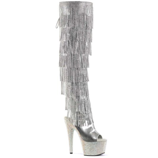 Pleaser Bota Alta BEJEWELED-3019RSF-7 Plata Metálico Metalizado EU-35 / US-5