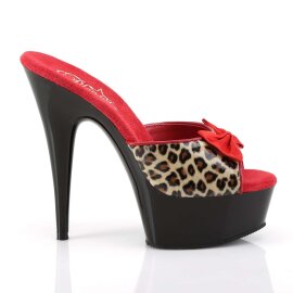 Pleaser Zapato Abierto DELIGHT-601-6 Leopardo Negro EU-35 / US-5