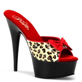 Pleaser Zapato Abierto DELIGHT-601-6 Leopardo Negro EU-37 / US-7