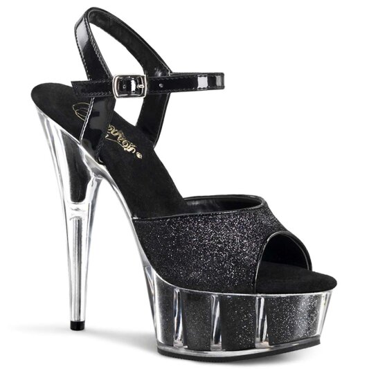 Pleaser Sandalia de Tacón DELIGHT-609-5G Purpurina Negra EU-35 / US-5
