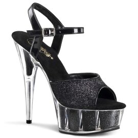 Pleaser Sandalia de Tacón DELIGHT-609-5G Purpurina Negra EU-35 / US-5