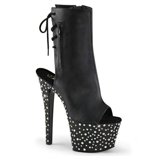 Pleaser Botín STARDANCE-1018-7 Negro Plata Multi Purpurina EU-35 / US-5