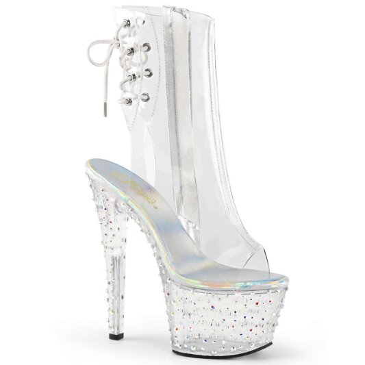 Pleaser Botín STARDANCE-1018C-7 Plata Transparente Metalizado EU-39 / US-9