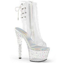 Pleaser Botín STARDANCE-1018C-7 Plata Transparente...
