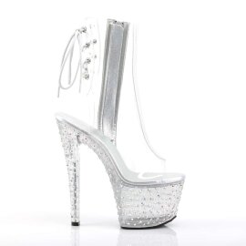 Pleaser Botín STARDANCE-1018C-7 Plata Transparente Metalizado EU-39 / US-9