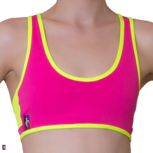 PoleFit Top Retro Sport S Fucsia / Amarillo Neón