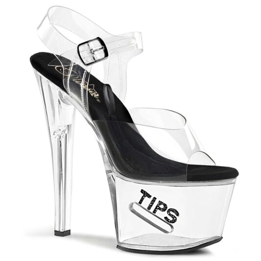 Pleaser Sandalia de Tacón TIPJAR-708-5 Negro Transparente EU-37 / US-7