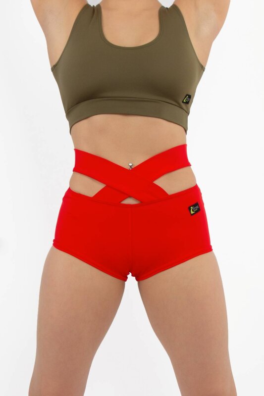 i-Style Pantalones Cortos Criss Cross Colors M Rojo