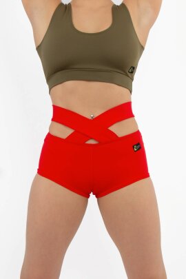 i-Style Pantalones Cortos Criss Cross Colors L Rojo