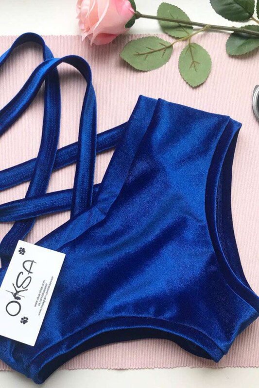 Oksawear Pantalones Cortos Palma Terciopelo Azul L