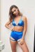 Lunalae Pantalones Cortos Lure You Tiro Alto Satín Azul Eléctrico L