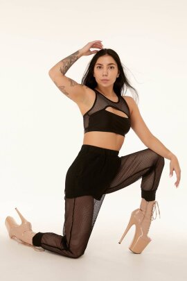 Polerina Pantalones de Deporte Malla Negra S