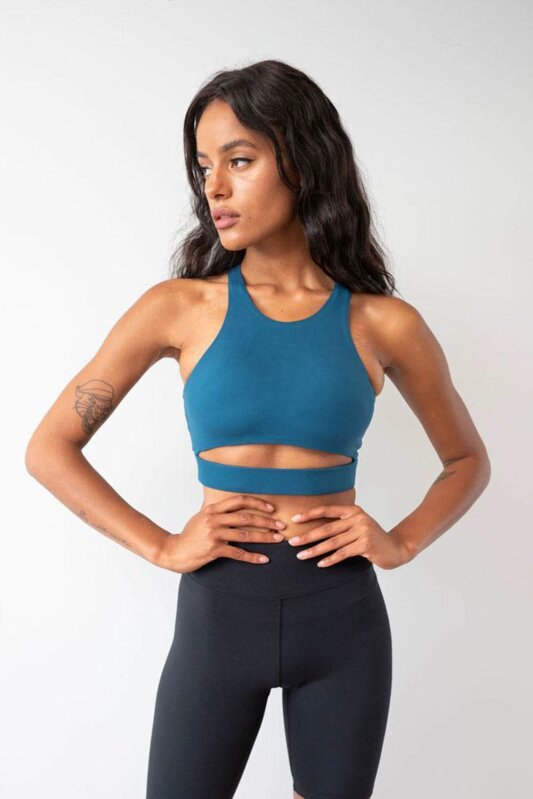 Lunalae Top Aliza Cuello Alto Verde Azul