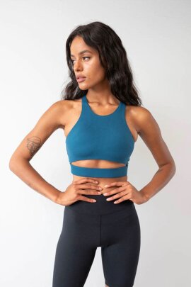 Lunalae Top Aliza Cuello Alto Verde Azul