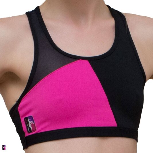 PoleFit Top GeoMalla Racer Back S Negro / Fucsia