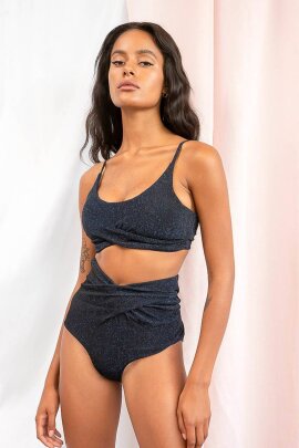 Lunalae Pantalones Cortos Tiro Alto Paris Media Noche Shine L