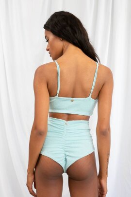 Lunalae Pantalones Cortos Tiro Alto Paris Azul Crystal S