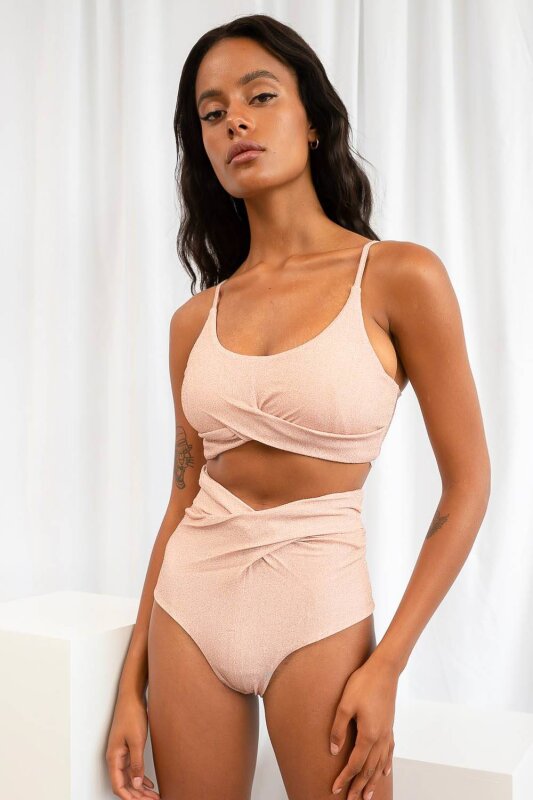 Lunalae Pantalones Cortos Tiro Alto Paris Rosado S