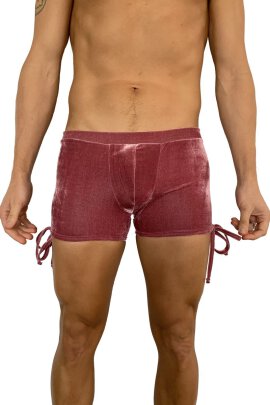 Pantalones cortos para hombre Juicee Peach con lazo lateral Rosado Dorado Terciopelo