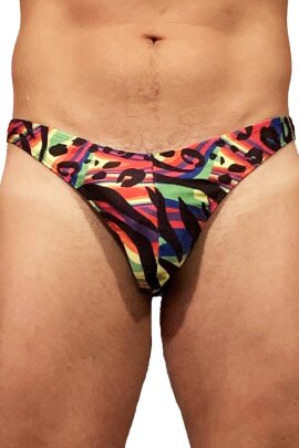 Juicee Peach Tanga para hombre Rainbow XL