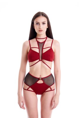 Hamade Activewear Tiro Alto Con Ligueros Pantalones Cortos Rojo S