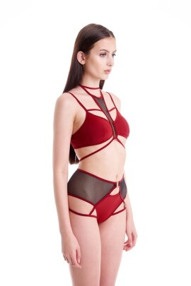 Hamade Activewear Tiro Alto Con Ligueros Pantalones Cortos Rojo M