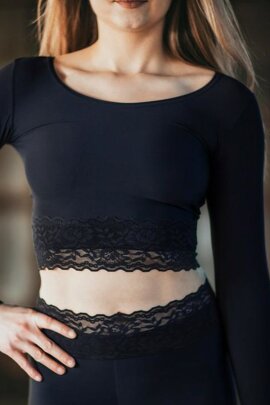 Dragonfly Top Cruzado Pavi con Encaje Negro XS
