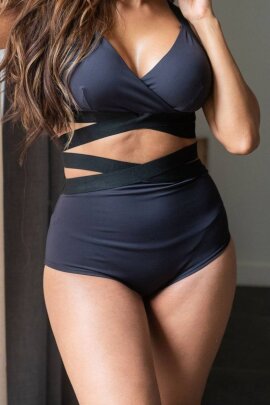 Lunalae Pantalones Cortos Tiro Alto Tara Negro M