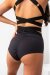 Lunalae Pantalones Cortos Tiro Alto Tara Negro M