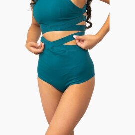 Lunalae Pantalones Cortos Tiro Alto Tara Verde Azul S