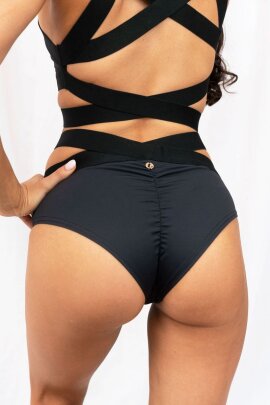 Lunalae Pantalones Cortos Tiro Bajo Tara Negro L