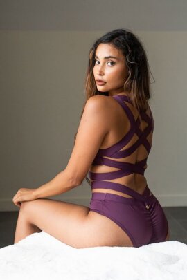 Lunalae Pantalones Cortos Tiro Bajo Tara Morado M