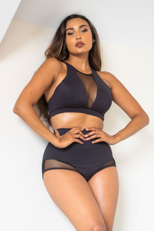 Lunalae Pantalones Cortos Tiro Alto Media Noche Negro XS
