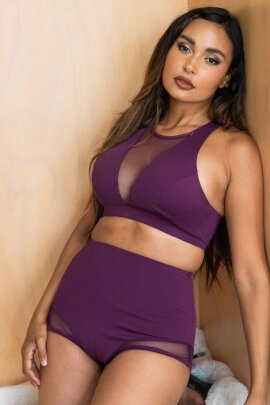 Lunalae Pantalones Cortos Tiro Alto Media Noche Morado XS