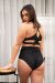 Lunalae Pantalones Cortos Malla Tiro Alto Ella Negro M
