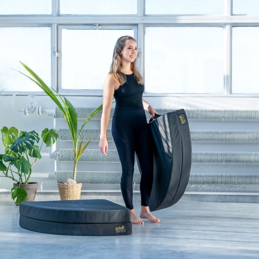 PoleSports Colchoneta de Pole Dance con Asa de Transporte Ø 160 cm Negro