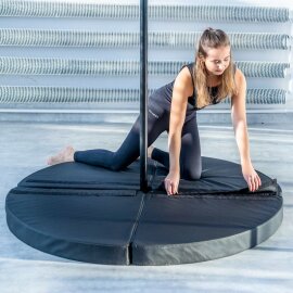 PoleSports Colchoneta de Pole Dance con Asa de Transporte Ø 150 cm Negro 10 cm Mediano