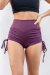 Lunalae Pantalones Cortos Tiro Alto Cordón Ajustable Morado S