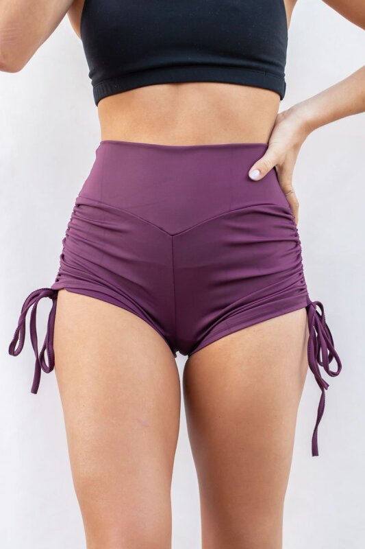 Lunalae Pantalones Cortos Tiro Alto Cordón Ajustable Morado L