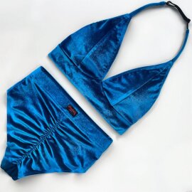 Polerina Top Bikini Terciopelo Azul L