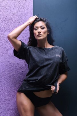 AMBR Designs Acid Wash Tee Camiseta Negro