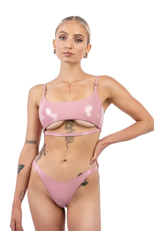 Tanga Naughty Thoughts de vinilo Rosa XS