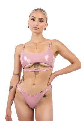 Tanga Naughty Thoughts de vinilo Rosa XS