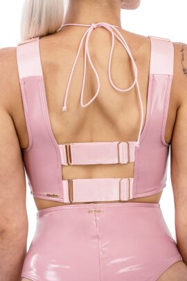 Naughty Thoughts Pantalones Cortos Sinner Vinilo Pantalones Cortos Tiro Alto Rosa L